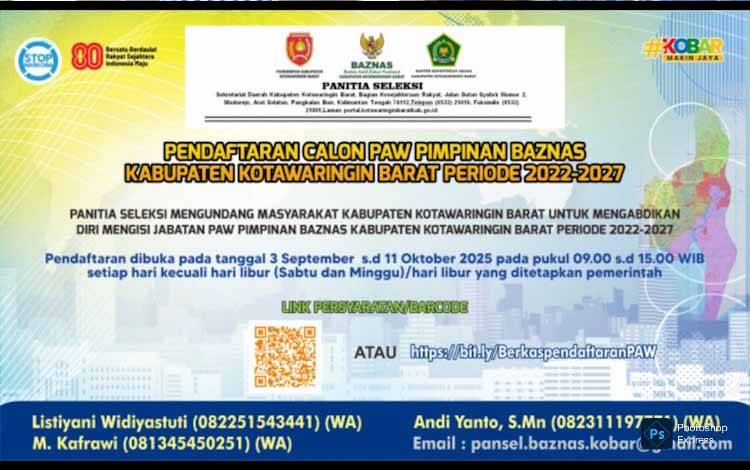 Pemkab Kobar Buka Pendaftaran Calon PAW Pimpinan Baznas 2022 - 2027