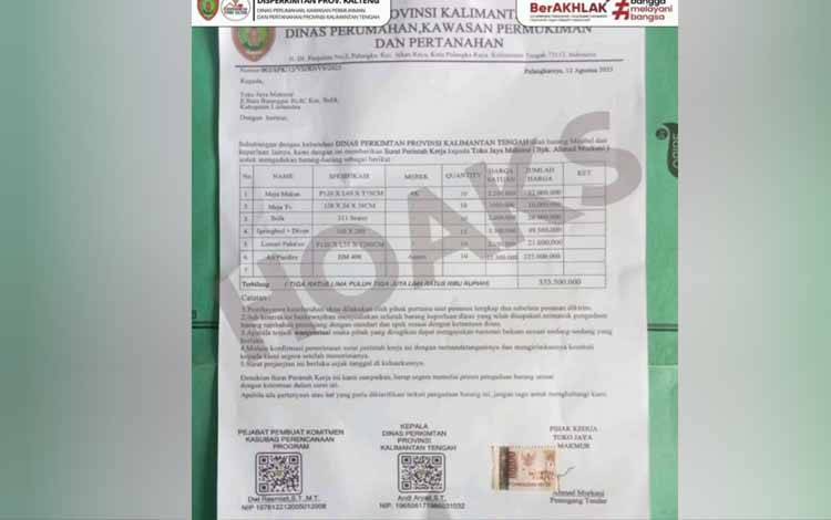 Masyarakat Diimbau Waspadai Surat Palsu Mengatasnamakan Disperkimtan Kalteng