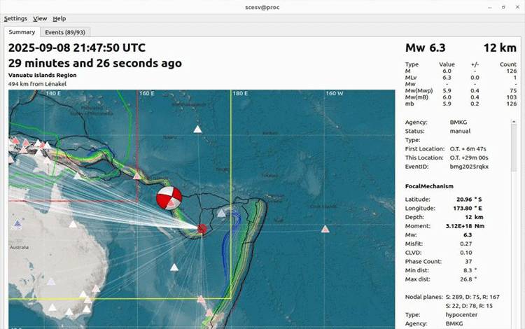 BMKG: Gempa 6,4 di Vanuatu Tidak Berpotensi Tsunami di Indonesia
