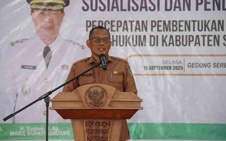 Plh Sekda Seruyan Buka Sosialisasi Percepatan Pembentukan Posbankum