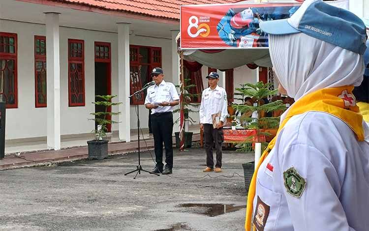 Upacara peringatan HUT ke-80 PMI di Markas PMI Kotawaringin Timur, Rabu, 17 September 2025. (FOTO: DEWI)