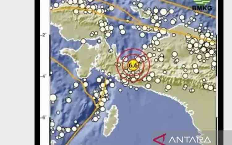 Gempa Magnitudo 6,6 Guncang Nabire Papua Tengah
