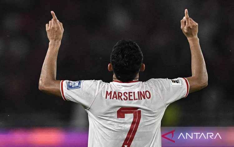 Pesepak bola Timnas Indonesia Marselino Ferdinan. ANTARA FOTO/Aprillio Akbar/YU/am