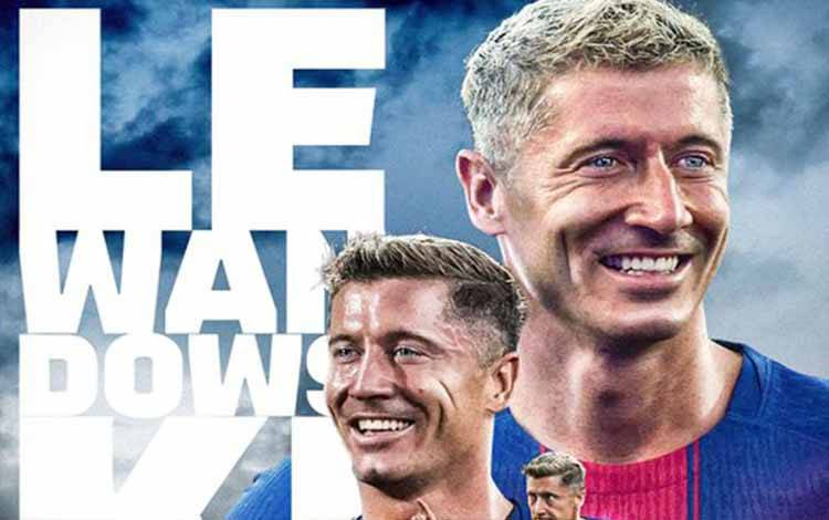 Pemain Barcelona Robert Lewandowski menjadi penentu kemenangan 2-1 Barcelona atas Real Socieded dalam laga pekan ketujuh LaLiga di Stadion Olimpiade Lluis Companys, Minggu. (ANTARA/X/LaLiga)