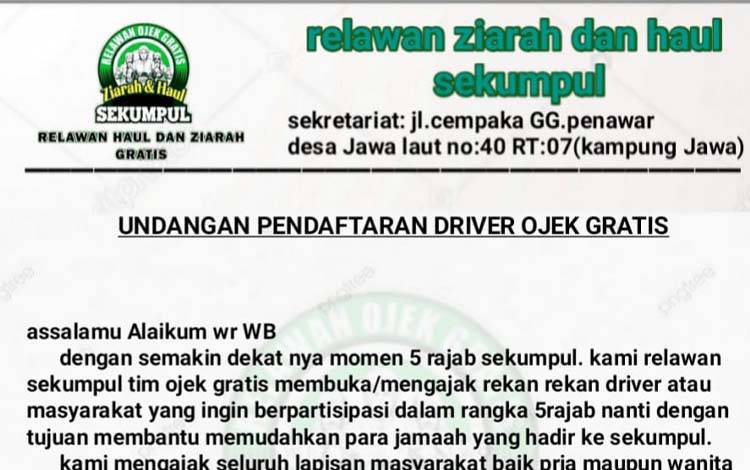 Relawan Ojek Gratis Sekumpul Buka Pendaftaran, Siap Bantu Jamaah Haul 5 Rajab