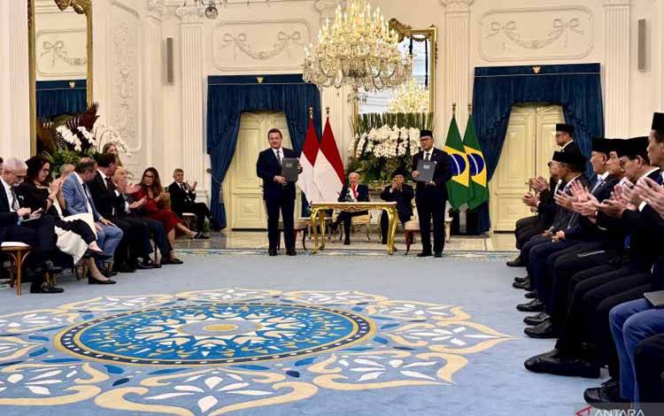 Indonesia-Brazil Teken 8 MoU Disaksikan Prabowo dan Lula