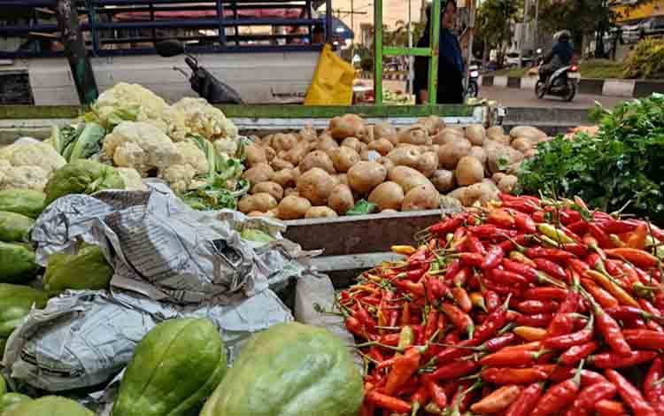 Sayuran yang dijual di Pasar Besar Palangka Raya. (FOTO: MARINI)