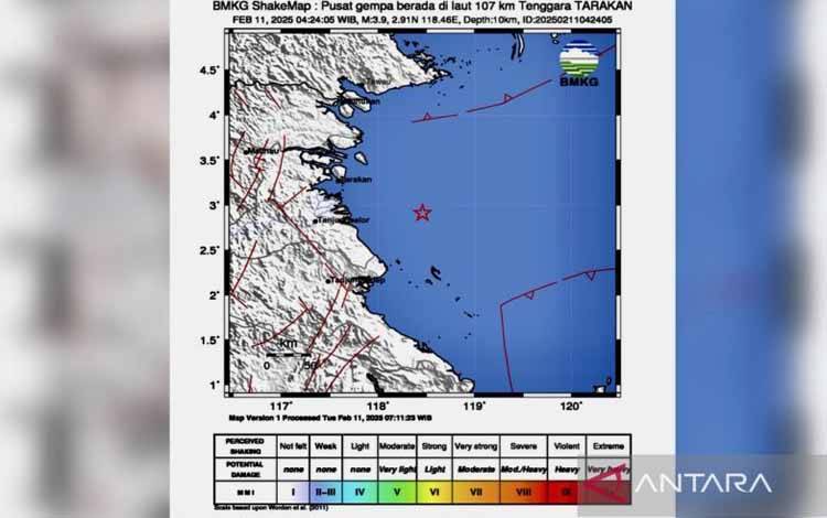 BMKG: Tarakan Wilayah Paling Aktif Gempa di Kalimantan