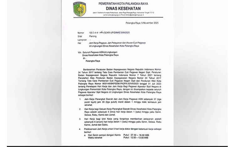 Pemko Palangka Raya Perpanjang Layanan Puskesmas Hingga Pukul 16.00 WIB