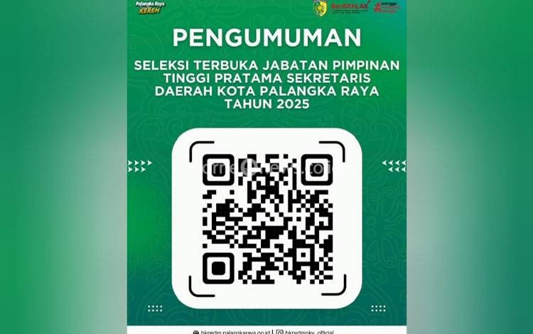 Seleksi Terbuka Jabatan Sekda Palangka Raya 2025 Resmi Dibuka, Pendaftaran Hingga 29 November