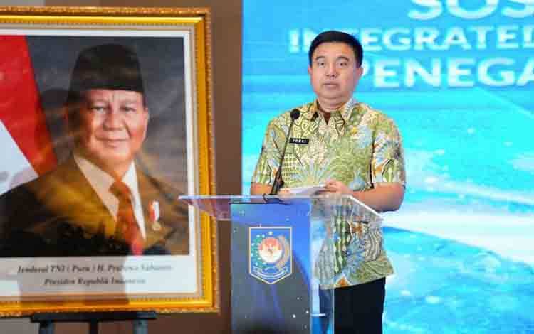 Sekretaris Jenderal (Sekjen) Kementerian Dalam Negeri (Kemendagri) Tomsi Tohir saat membuka Sosialisasi dan Rapat Koordinasi Teknis Integratted Land Administration and Spatial Planning Project (ILASPP) Penegasan Batas Desa dengan Pemerintah Daerah Tahun 2025 di Jakarta, Jumat (21/11/2025). ANTARA/HO-Kementerian Dalam Negeri RI
