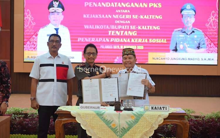 Kejati Kalteng Teken MoU Pidana Kerja Sosial dengan Pemprov dan Pemkab/Kota