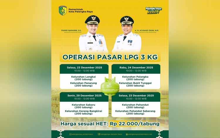 Pemko Palangka Raya Gelar Operasi Pasar LPG 3 KG di 4 Lokasi, Total 1.600 Tabung