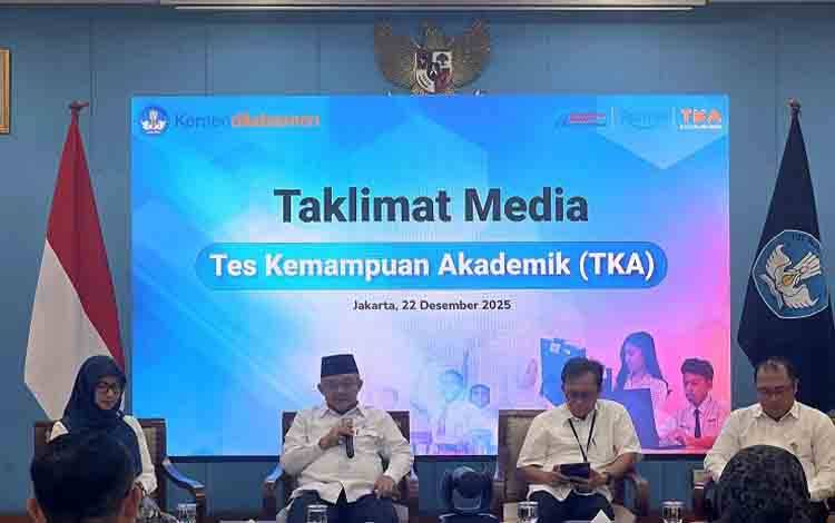 Kementerian Pendidikan Dasar dan Menengah (Kemendikdasmen) menyelenggarakan Taklimat Media Tes Kemampuan Akademik (TKA) di Gedung A Kemendikdasmen, Jakarta Pusat pada Senin (22/12/2025). ANTARA/Hana Kinarina