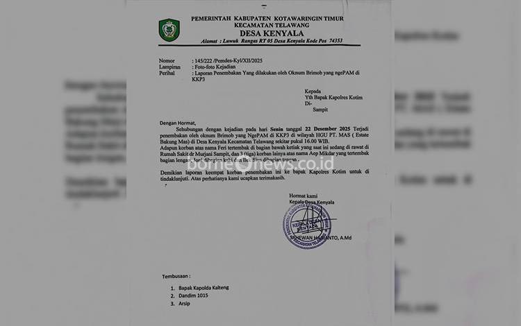 Kades Kenyala Laporkan Kasus Penembakan 4 Warga ke Polres Kotim