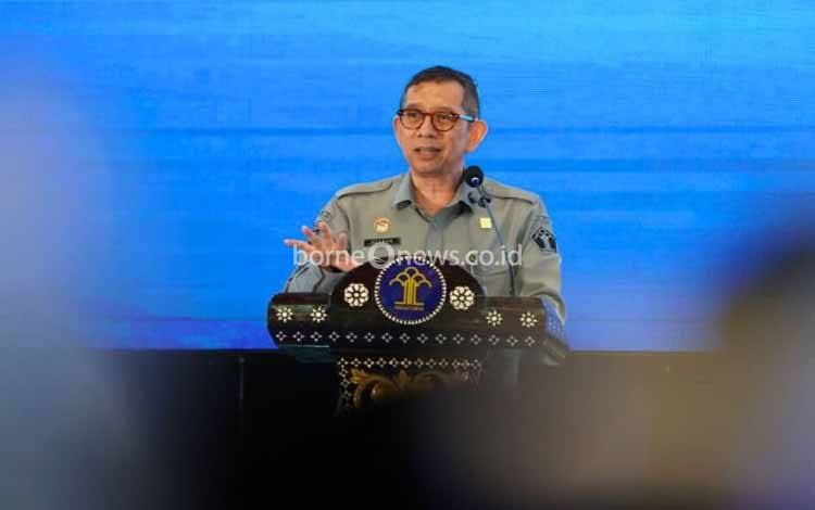Direktur Jenderal Kekayaan Intelektual Kemenkum Hermansyah Siregar dalam Rapat Koordinasi Pengendalian Kinerja dan Refleksi Akhir Tahun Kementerian Hukum Tahun 2025 di Jakarta, Senin (15/12/2025). (ANTARA/HO-DJKI Kemenkum RI)
