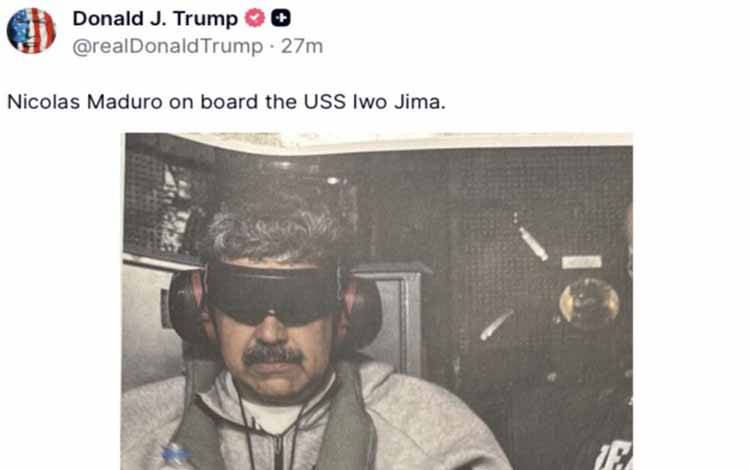 Trump Siarkan Foto Maduro Ditahan di Kapal Perang AS
