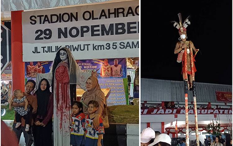 Sosok Kuntilanak hingga Manusia Super Tinggi Berbusana Adat Dayak Curi Perhatian di Sampit Expo 2026