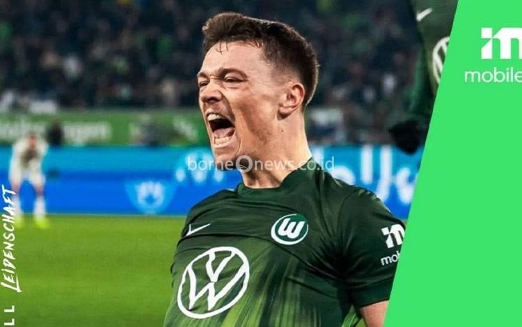 Penyerang Wolfsburg Dzenan Pejcinovic merayakan keberhasilannya mencetak gol ke gawang St. Pauli pada pertandingan Liga Jerman di Stadion Volkswagen Arena, Wolfsburg, Rabu (14/1/2026) waktu setempat. (x.com/VfLWolfsburg_EN)