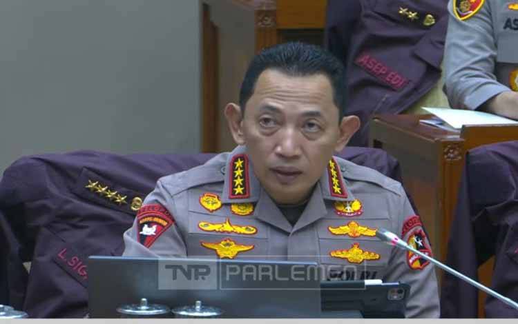 Kapolri Jenderal Pol. Listyo Sigit Prabowo berbicara dalam rapat kerja bersama Komisi III DPR RI di Gedung Parlemen, Senayan, Jakarta, Senin (26/1/2026). ANTARA/YouTube/TVR Parlemen/Nadia Putri Rahmani