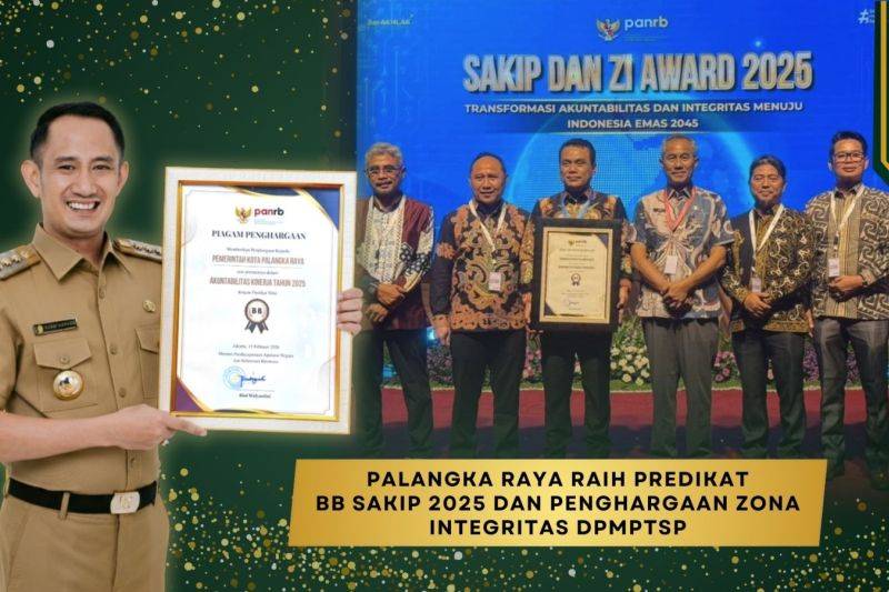 Pemko Palangka Raya Raih Predikat Sangat Baik SAKIP KemenPAN-RB, DPMPTSP Sabet Zona Integritas WBK
