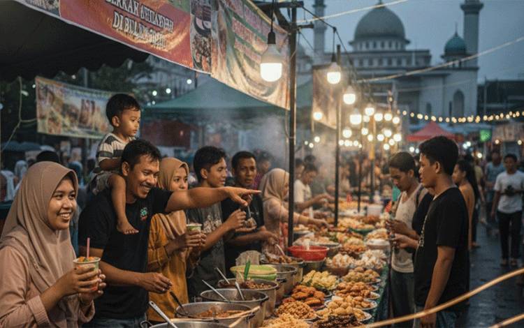 Warga membeli takjil untuk berbuka puasa. (FOTO: HENDRI)