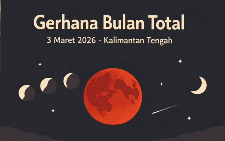 Gerhana Bulan Total 3 Maret 2026 Akan Menyapa Langit Kalimantan Tengah