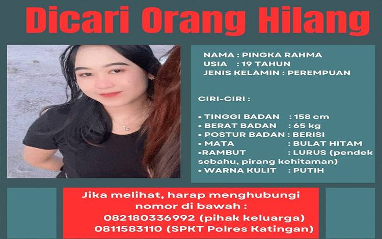 Polres Katingan Terbitkan Status Orang Hilang: Gadis 19 Tahun Belum Kembali ke Rumah