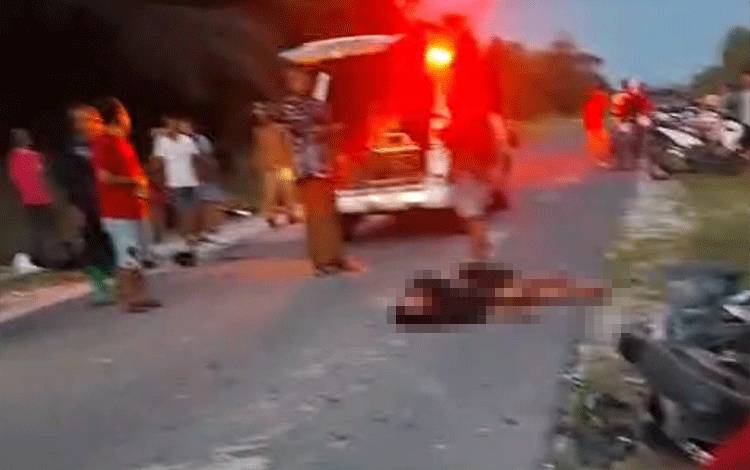 Tabrakan Motor di Kumpai Batu Atas Pangkalan Bun, Satu Tewas dan 2 Kritis