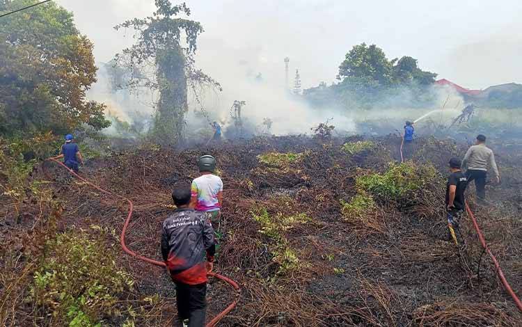 Kebakaran Lahan Dekat Eks Kantor KPU Seruyan Diduga Dipicu Puntung Rokok