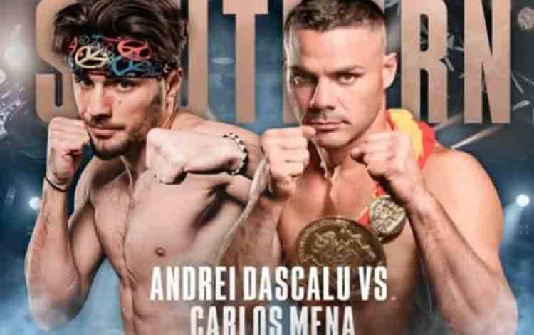 Poster laga tinju Carlos Mena (kanan) melawan Andrei Dascalu (kiri) dalam laman resmi World Boxing Council (WBC) yang dipantau di Jakarta, Selasa (10/3/2026). WBC