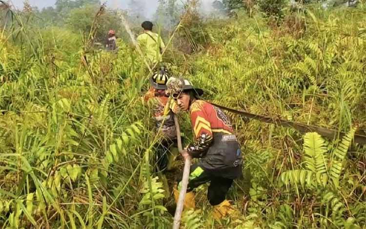 BPBD Kotim dan Lintas Sektor Padamkan Kebakaran Lahan di Mentawa Baru Ketapang