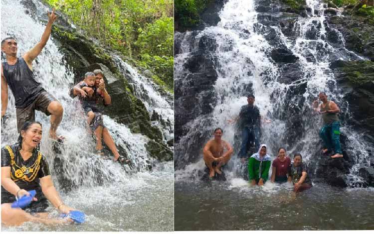 Satu Keluarga Besar di Gumas Ini Pilih Liburan ke Air Terjun Sahai