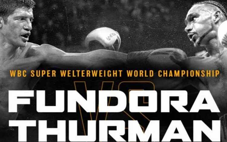 Poster laga tinju juara kelas super welter World Boxing Council (WBC) Sebastian Fundora (kiri) melawan Keith Thurman (kanan) dalam laman WBC yang dipantau di Jakarta, Sabtu (28/3/2026). (Laman resmi WBC)