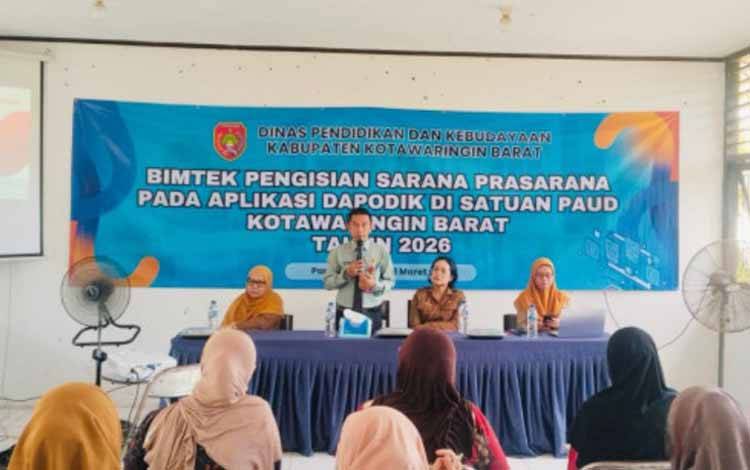 Bimtek pengisian data sarana dan prasarana pada aplikasi Dapodik untuk satuan PAUD di Kabupaten Kobar, Selasa, 31 Maret 2026.