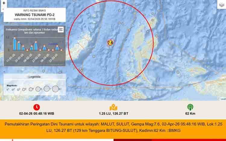 Info gempa bumi dari BMKG. ANTARA/HO-BMKG
