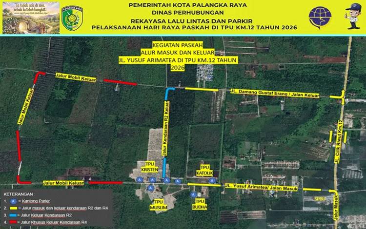 Dishub Palangka Raya Terapkan Rekayasa Lalu Lintas di TPU KM 12 untuk Perayaan Hari Raya Paskah 2026