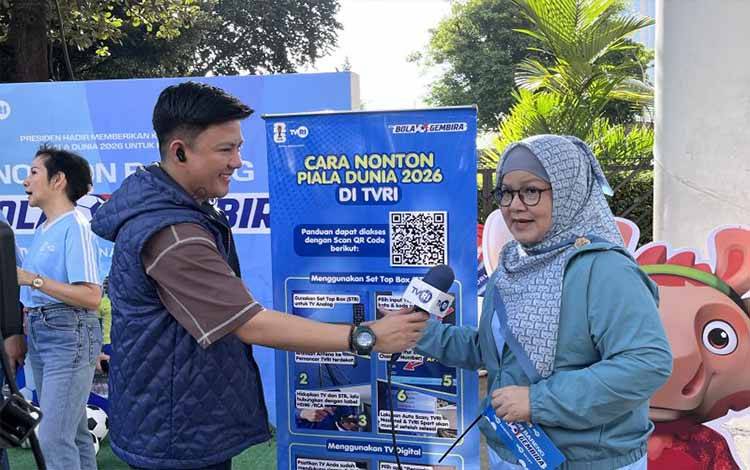 Pelaksana Tugas (Plt.) Direktur Utama LPP TVRI Rika Damayanti hadiri kegitan Fun Walk Bola Gembira di kawasan car free day (CFD), Jakarta, Minggu (5/4/2026). (ANTARA/HO-Humas TVRI)