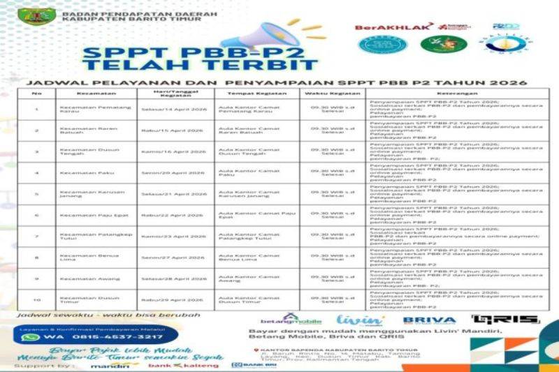 Pemkab Barito Timur Jemput Bola Pembayaran PBB-P2 Hingga Kecamatan, Wajib Pajak Dipermudah