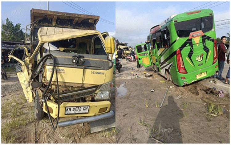 Bus Sekolah Tabrakan dengan Truk di KM 63 Pangkalan Banteng, 8 Pelajar Luka-luka