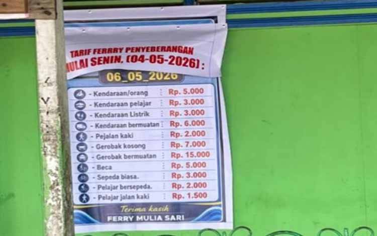 Tarif Baru Ferry Ujung Murung Kapuas Berlaku 4 Mei 2026