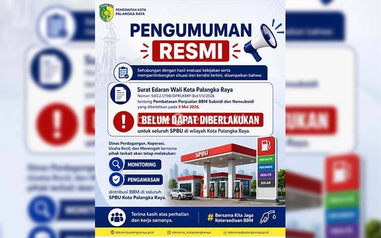 Pemko Palangka Raya Tunda Penerapan Pembatasan BBM, Distribusi Tetap Diawasi