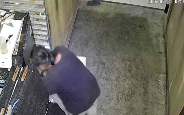 Terekam CCTV, Pria Curi Minuman dari Warung di Jalan Barito Kuala Kapuas