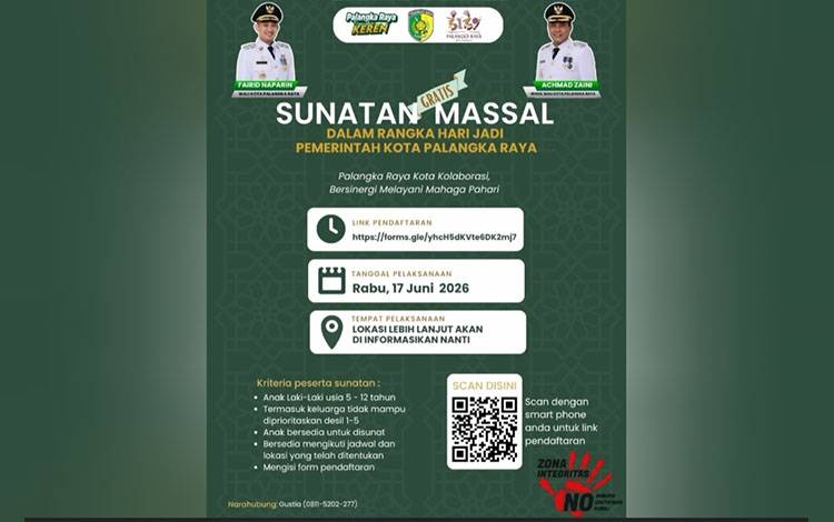 Pemko Palangka Raya Hadirkan Layanan Sunatan Massal Gratis