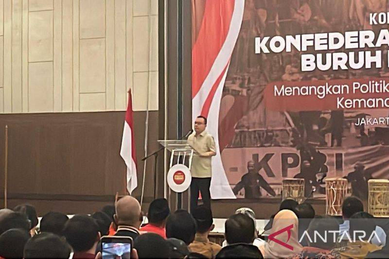 Wakil Ketua DPR RI Sufmi Dasco Ahmad memberikan sambutan dalam Kongres ke III KPBI di Jakarta, Minggu (7/6/2026). ANTARA/Laily Rahmawaty