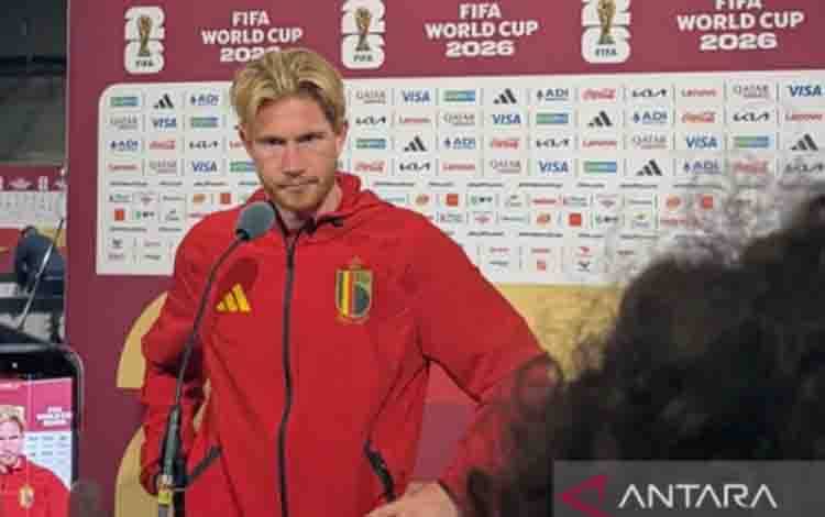 Pemain Tim Nasional Belgia Kevin De Bruyne memberikan keterangan pers kepada media menjelang atau seusai pertandingan fase grup Piala Dunia 2026 di Stadion BC Place, Vancouver, Kanada, Jumat (26/6/2026) waktu setempat. ANTARA/Arif Prada/pri.