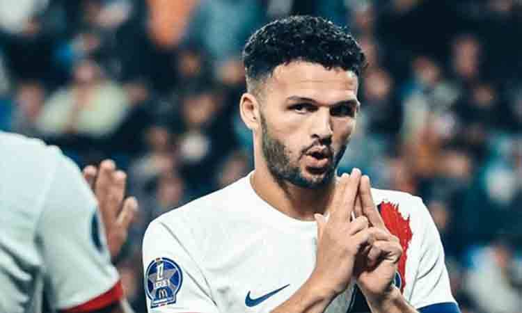 Pemain Paris Saint-Germain (PSG) Goncalo Ramos berselebrasi setelah sukses mencetak gol ke gawang Montpellier saat laga pekan ke-33 Liga Prancis di Stadion de la Mosson, Montpellier, Minggu. PSG menang telak 4-1. ANTARA/X/@Ligue1_ENG (@Ligue1_ENG)