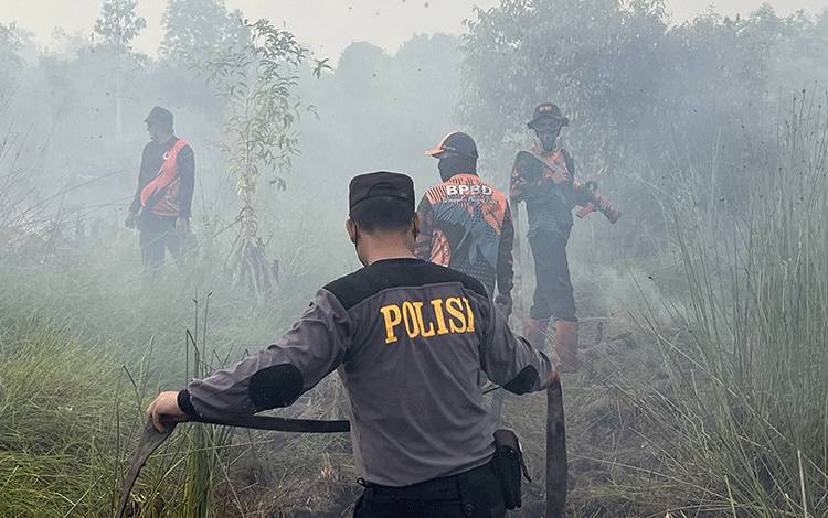 Karhutla di Tumbang Nusa Belum Padam, Tim Gabungan Terus Lakukan Pemadaman dan Pendinginan