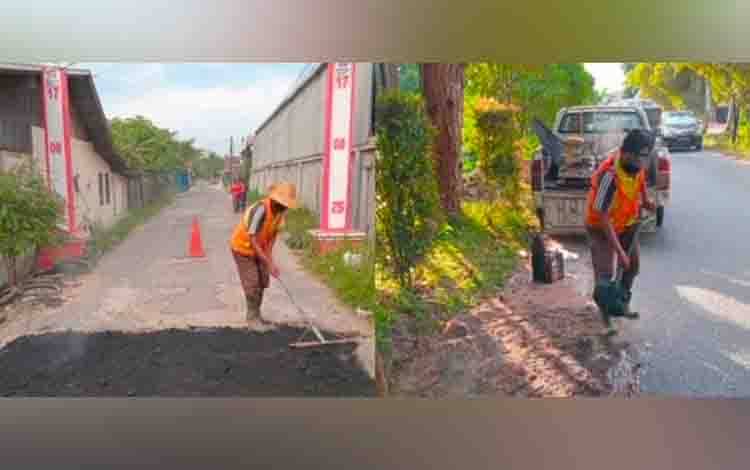 Perbaiki Titik Kerusakan, PUPR Palangka Raya Lakukan Patching Aspal di Jalan Krakatau dan Candrabuana