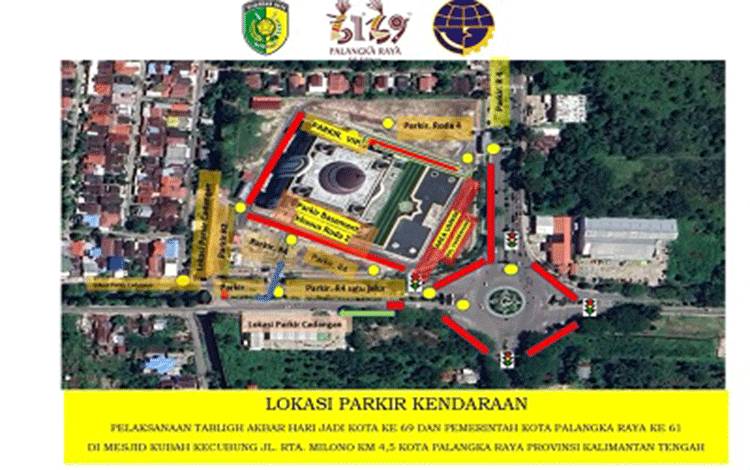 Ini Peta Lokasi Parkir Tabligh Akbar Pemko Palangka Raya